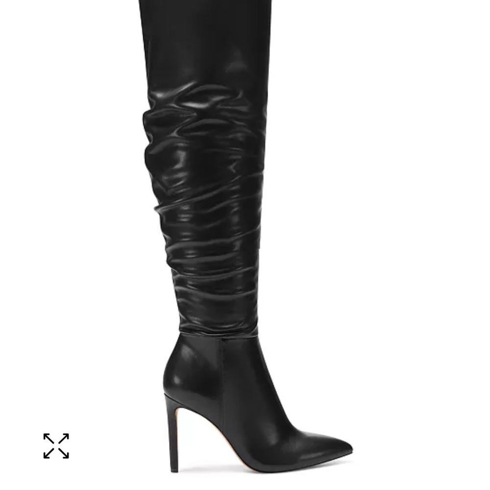 INC for Macy’s “Iyonna” Black Vegan Leather OTK Stiletto Slouch Boot, Sz 8 NWOT